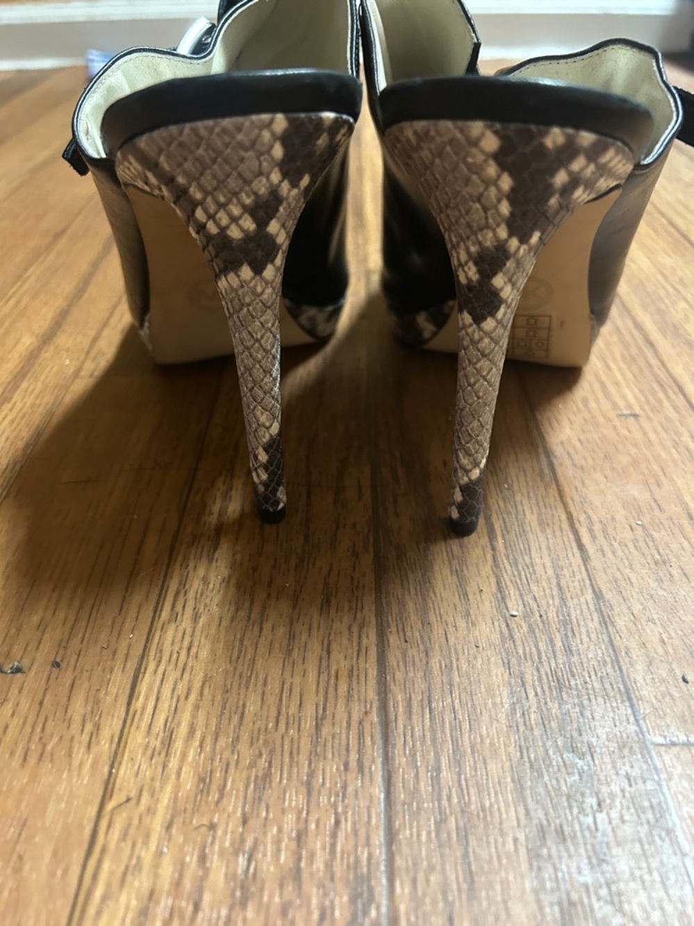 Michael Black Leather Buckle Mule Sandals - Picture 5 of 7